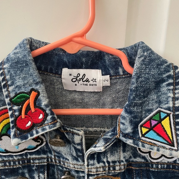 Lola + The Boys Denim Patch Jacket size 2 - Picture 4 of 10